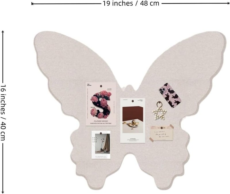 werdecade 4Pcs Pin Board Butterfly Cork Board 16x19 Inch Foldable Butterfly Wings Felt Bulletin Boards 3D Butterflies Wall Decoration Corkboard for Bedroom School Office Home Decor (Beige) - Image 3